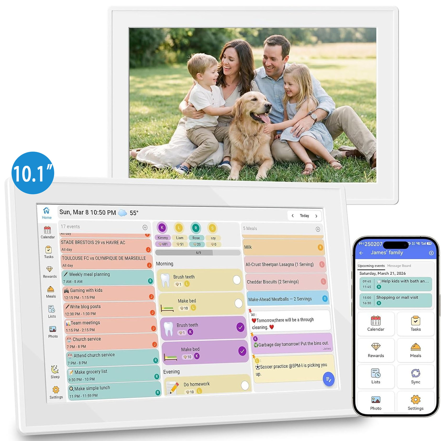 Digital Photo Frame Wifi - 10,1-дюймовый цифровой семейный календарь с Wi-Fi,